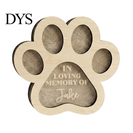 Pet Remembrance Box for Cat Hair Keepsake Box, Cute Paw Shape Memorial Wooden Fur Dogs And Cats, Loss Sympathy Gift Custom