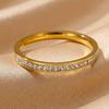 Elegant Full Circle Heart Ring: Fade-Resistant Gold Vacuum-Plated Titanium Steel, Korean Style Couple Ring, Women's Jewelry.