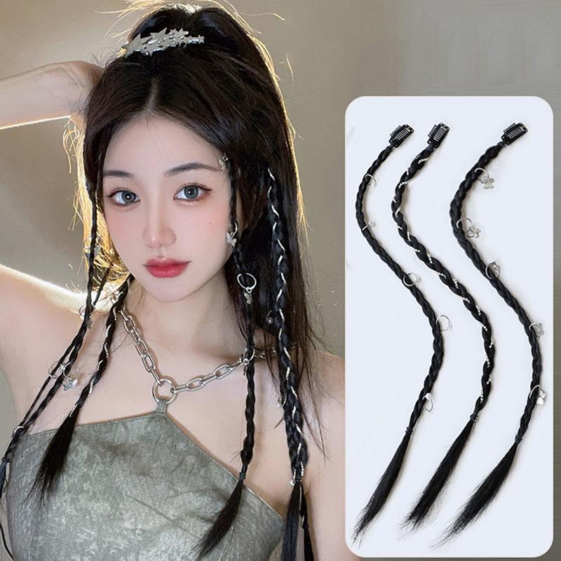 1 Piece Y2K Spicy Girl Braid Ponytail Hair Piece For Women Synthetic Braid Wig With Strong Bb Clip