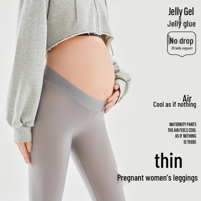 Spring-Summer Lightweight Maternity Leggings: Supportive, Low-Waist, Nine-Point Pants for Pregnant Women