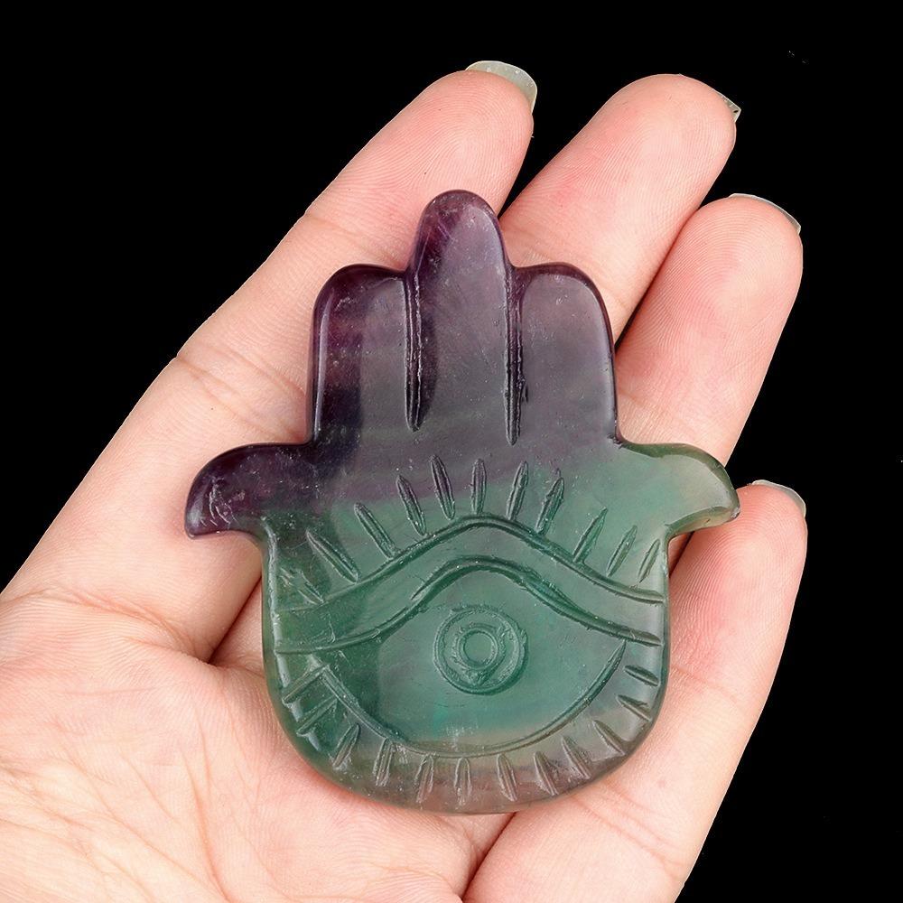 Crystal Natural Stone Beads Semi-Precious 57x50mm Agate Amethysts Beads Palm Shape Carving Stone