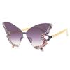 Butterfly-shaped Decorative Sunglasses, Rimless Sunglasses, Women's Party and Ball Gown Style Sunglasses, Black Sunglasses