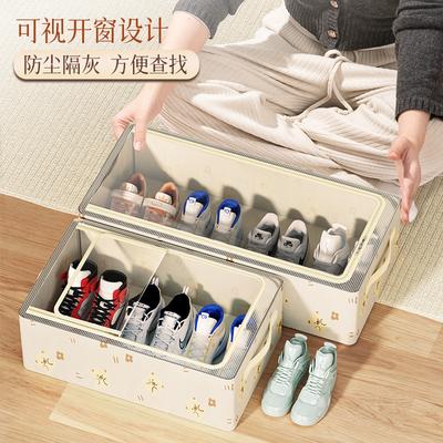 Caixa de sapatos dobrável para armazenamento Caixa de armazenamento de sapatos doméstica de instalação livre Caixa de armazenamento de sapatos transparente com tampa Caixa de sapatos à prova de poeira