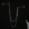 Unisex Clothes Pin Single/Double Layer Chain Polished Large Pin Alloy Pants Shirt Chest Suit Skirt Decoration