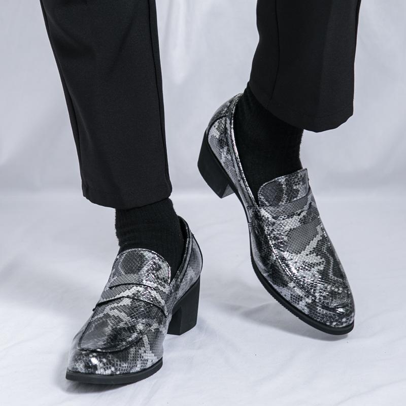 Men's Loafers Large Size New Leather Shoes Fashion Men's High Heels Foot Shoes Trend Business Casual Leather Shoes