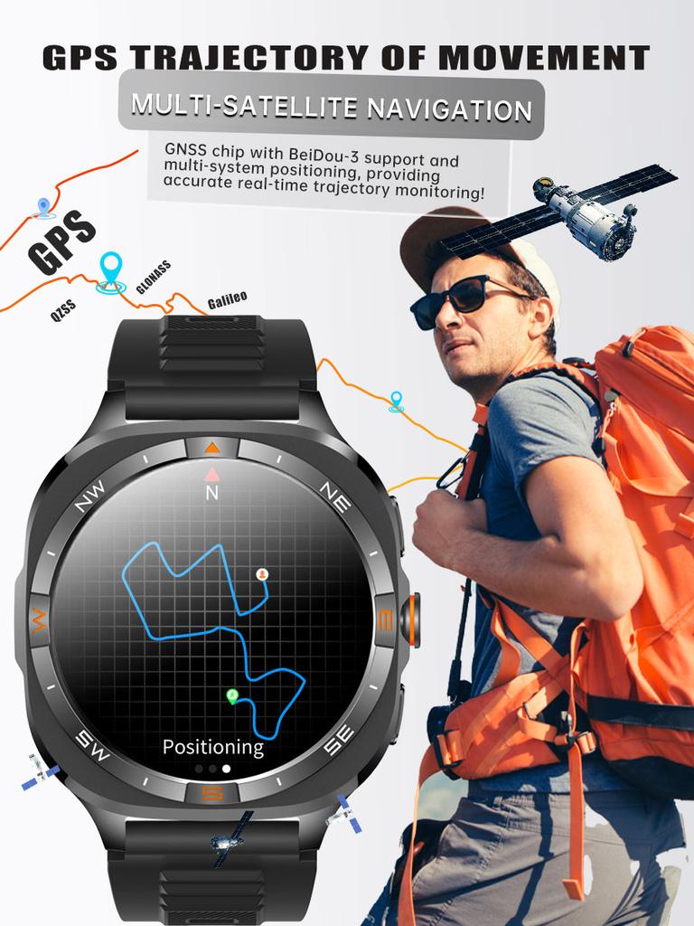 SACOSDING Men's GPS Smart Watch Built-in GPS Compass Altitude BP DIY Video Album GPS Sports Watch For Android IOS