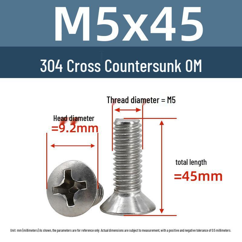Yigu Stainless Steel Phillips Countersunk Screws M2-M6 Fasteners