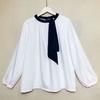 Orders Exported to Japan Tail Goods Asymmetric Ribbon Long sleeve Pullover Chiffon Shirts Women Bottoming Shirt Ol Commuting Top Spring and Autumn