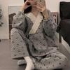 Plus Size Maternity Kimono Pajamas - Autumn/Winter Cotton for Postpartum & Breastfeeding