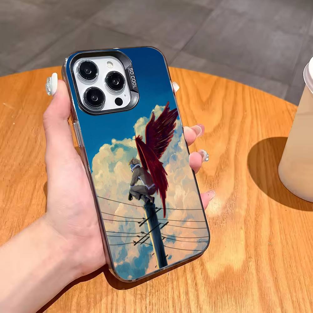 Anime MHA Hawks BNHA Phone Case For iPhone17,16,15,14,13,12,11,Pro,MAX White Matte Shockproof Cover
