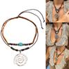 Vintage Silberne Spiralen Anhänger Halskette Verstellbare Länge Halskette Naturtürkis Perlen Choker Accessoire für Frauen