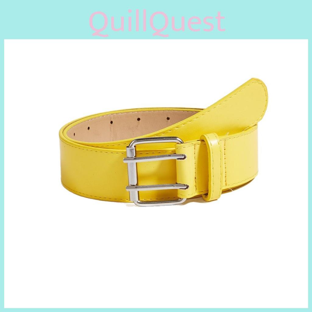Solid Simple Color Metal Square Buckle Decoration Women Casual Belt For Daily