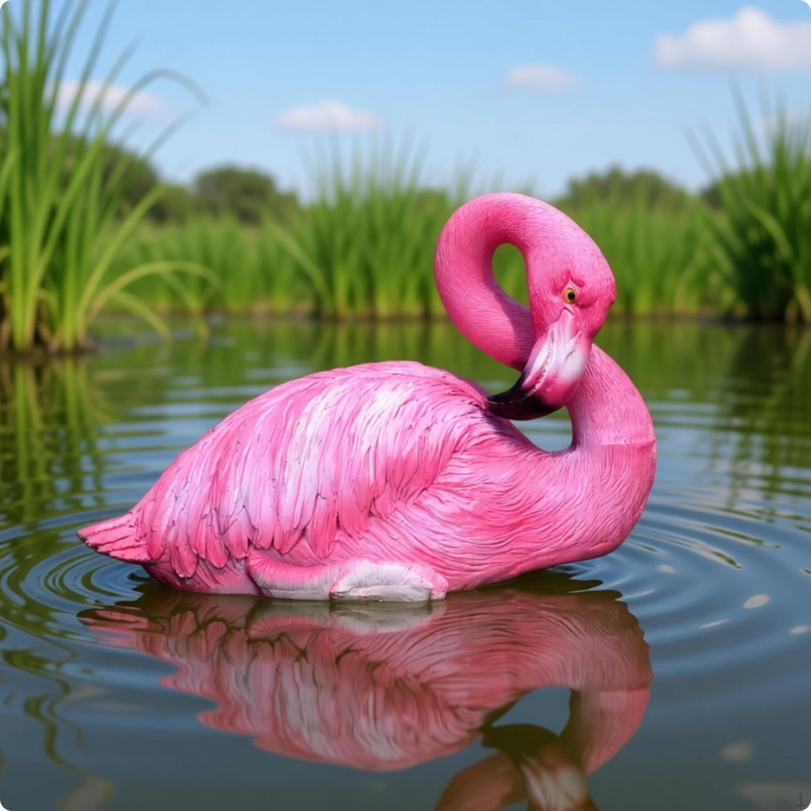 Peldoša flamingo dekoratīva statuja, ūdensnecaurlaidīgs dīķa