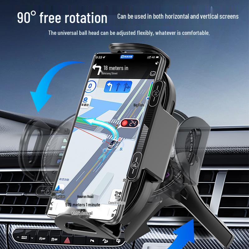 15W Magnetischer Kabelloser Autoladegerät & Halter, 360° Drehbarer Lüftungsschlitz-Halter