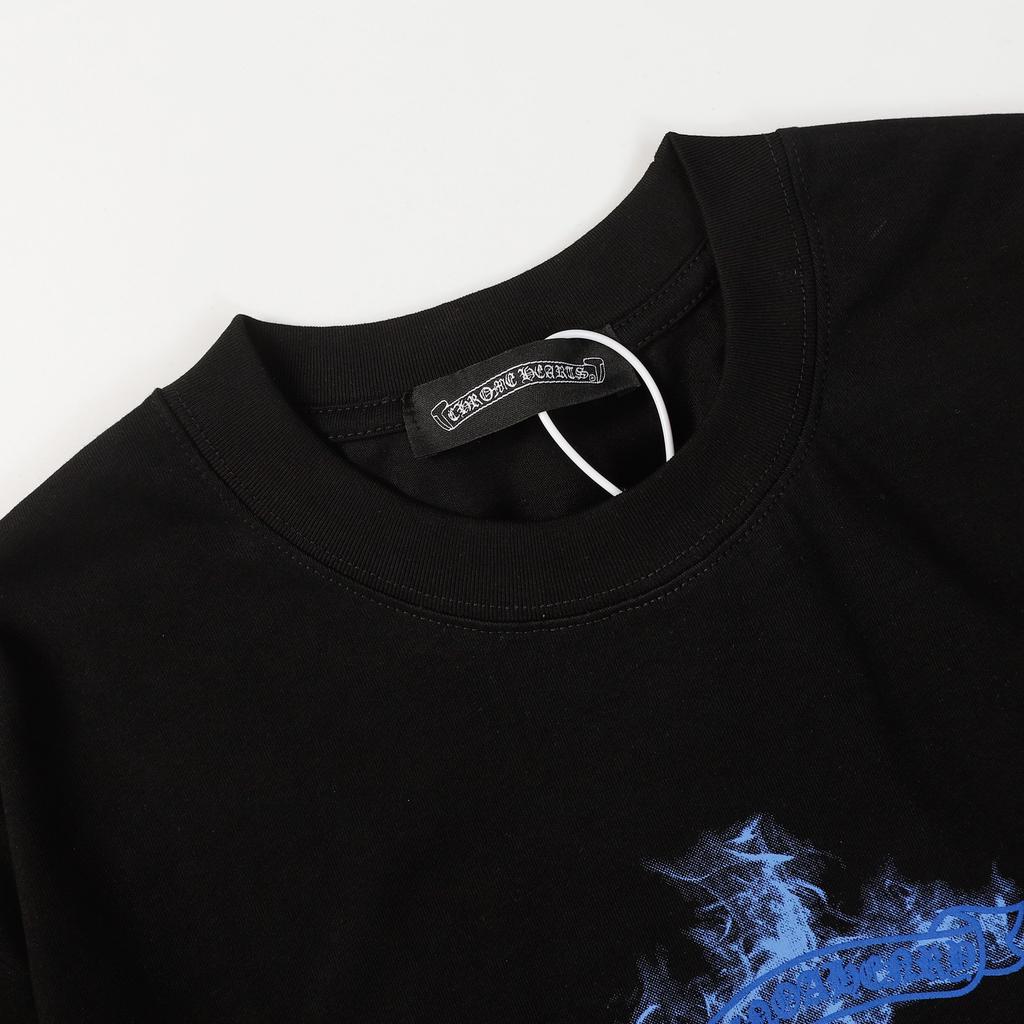 9986 CHROME HEARTS 2025 Suve Uus Kõrge Kvaliteediga Puuvillane Ümara Kaelusega Vaba Lõikega Suure Suurusega Meeste ja Naiste T-särk Paari T-särk