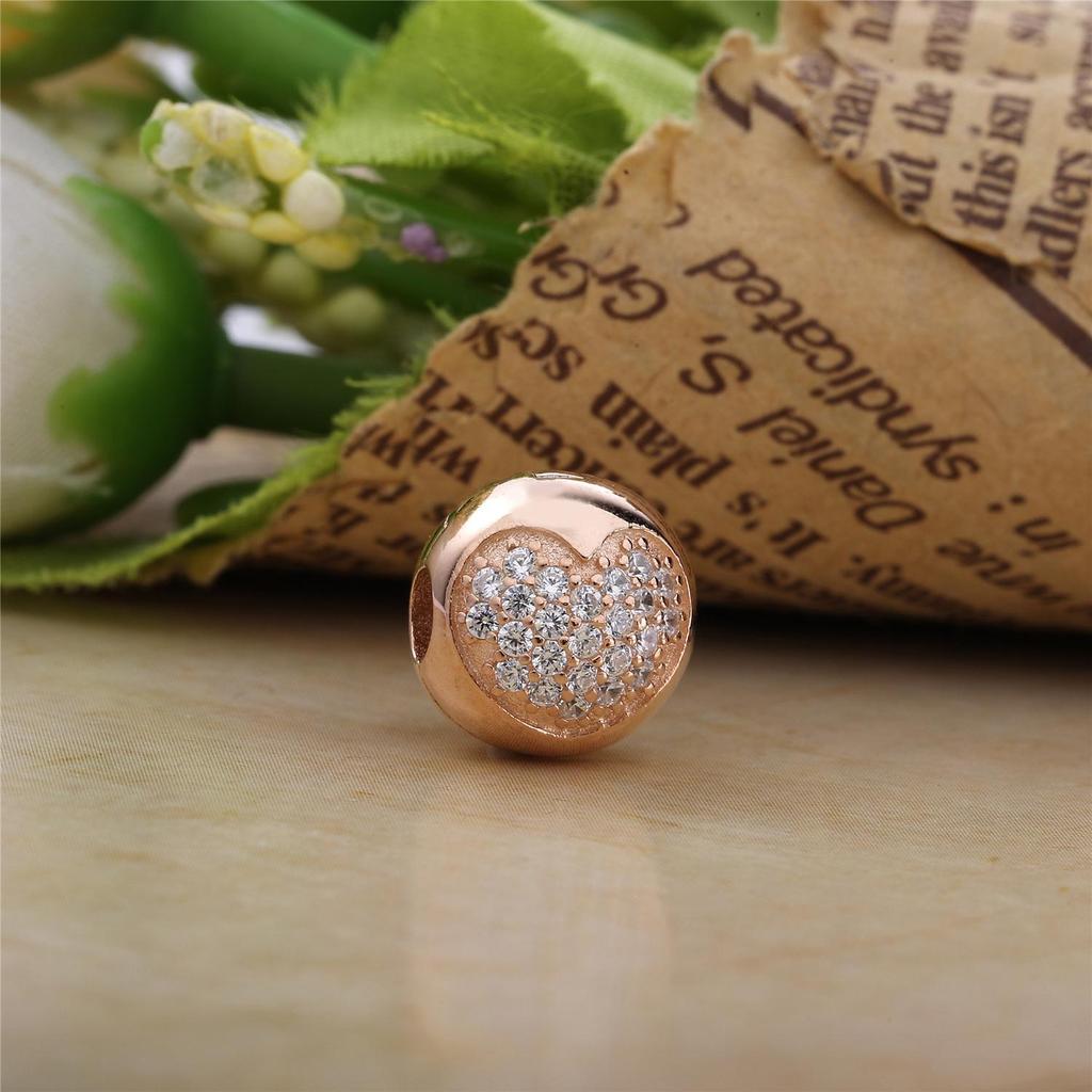 Newpure Copper Rose Gold Circular Hollowed-Out Petals Pendant Beads Fit Original Charms Bracelet Diy Women Jewelry