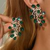 Luxury Elegant Rhinestone Flower Stud Earrings Female Exaggerated Retro Personality Design Elegant Temperament Earrings