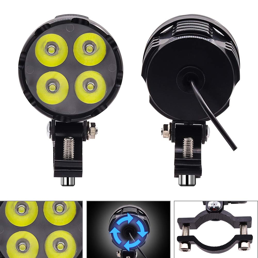 40W Motorcycle Fog Adjustable LED Auxiliary Work High Long Shock Universal for Electric Bicycles and Narrow Set of 2 X-STYLE Lights, Small, Angle,
