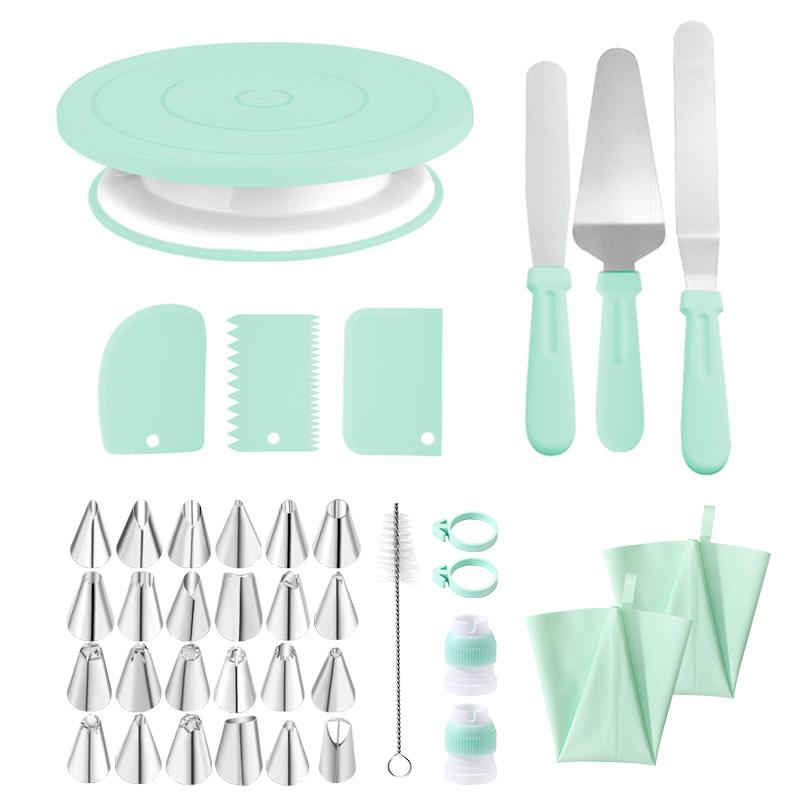 FAIS DU Macaron Cake Turntable Set with Cream Nozzles Scrapers Upgraded Revolving Cake Stand Tools for Baking Pastry Decorations