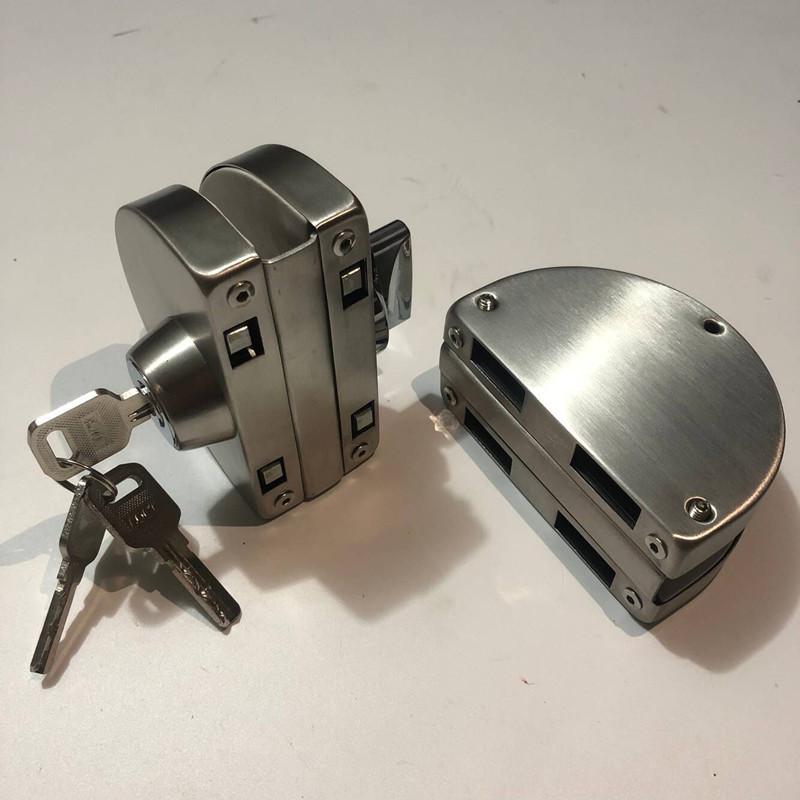 1 Set Double Open Glass Door Lock Stainless Steel Double Bolt Sliding Door Lock 10-12mm Office Glass Safety