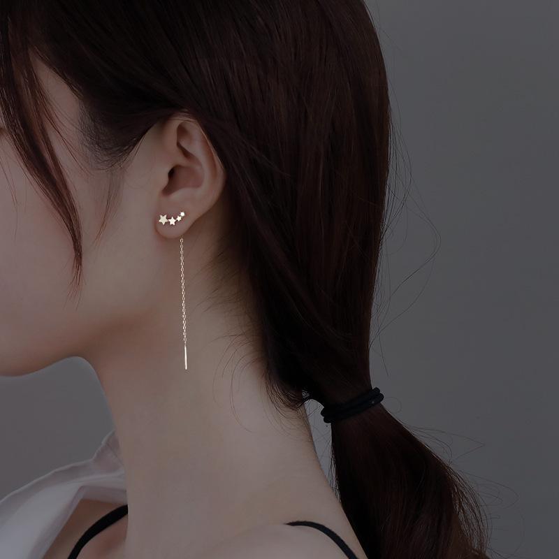 925 Silver Earrings For Women Long Tassel Earrings Ear Line pendientes papercranes Ear Line Star Drop Earrings
