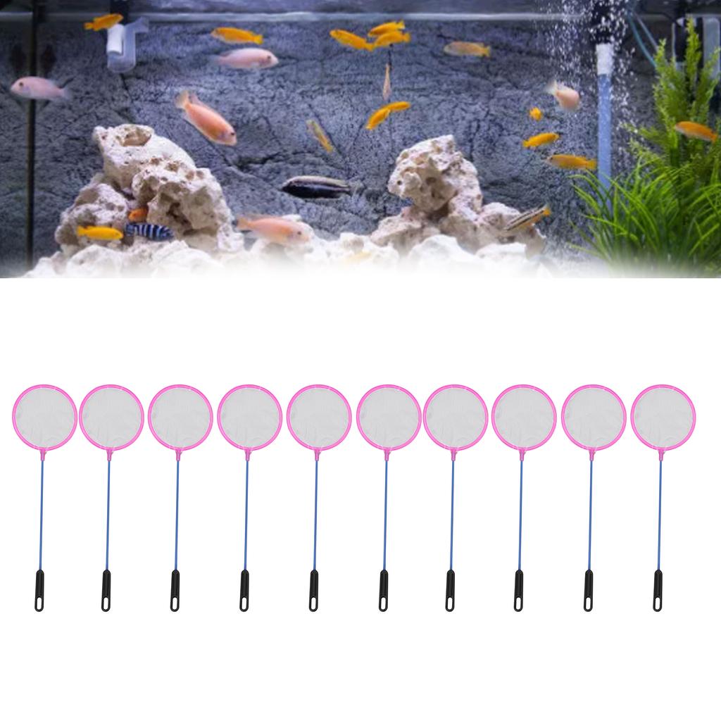 10pcs Small Fishing Net Plastic Round Coarse Hole Lightweight Net Bag for Aquarium Goldfish Shrimp