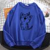 Hanorac Drăguț cu Pisică și Imprimeu cu Fluture Retro Pisică pentru Femei Hanorac Călduros din Fleece Pulover cu Gât Rotund Moale Haine Casual Femeie