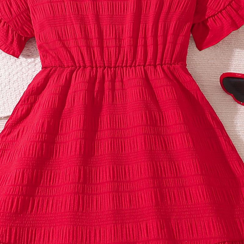 Dívčí kostýmek Sukně Letní šaty Děti 6-12 let Nové Šaty s krátkým rukávem a výstřihem do V Princeznovské šaty