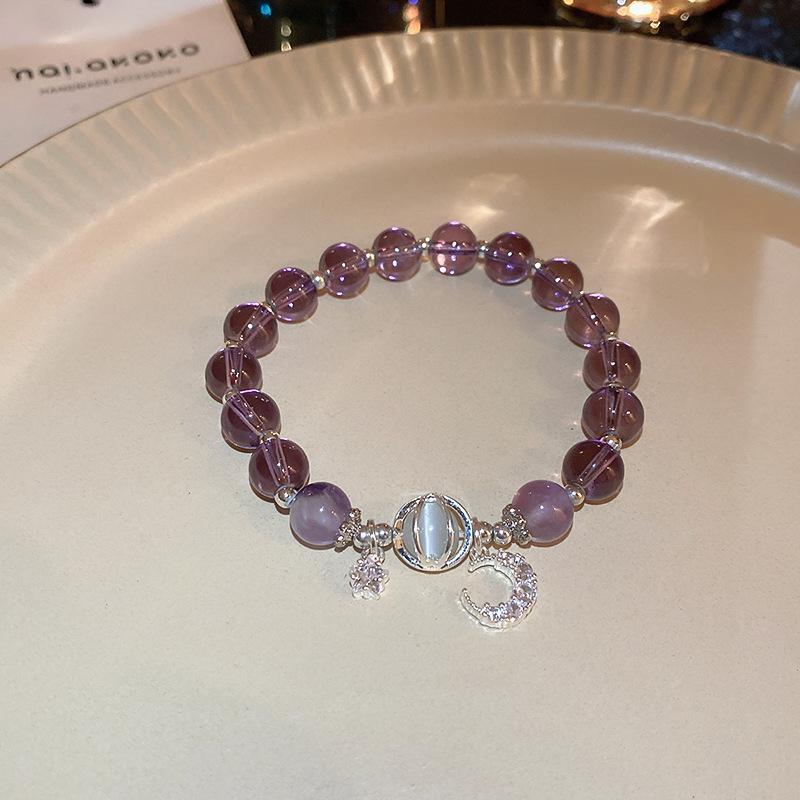 Bow Zircon Crystal Beaded Glass Bracelet New Chinese Retro Bracelet Fashion Versatile High Sense Jewelry Women