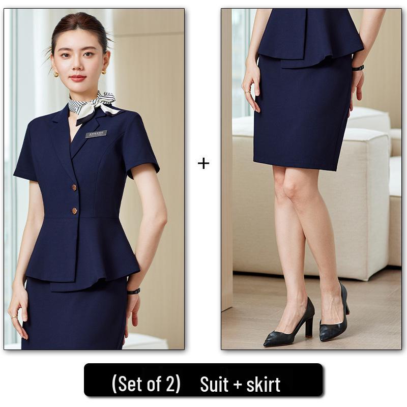 Women's Elegant Summer Suit Set - Formal Office & Hotel Wear, Professional Jewelry Store Attire