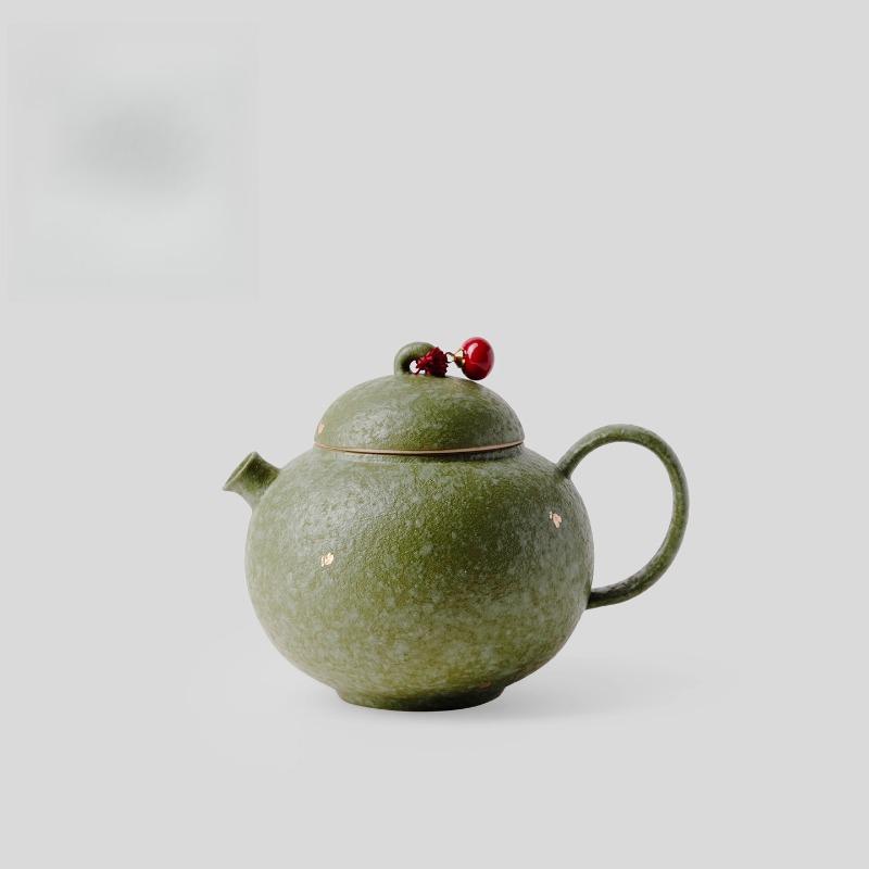 Traditional Chinese Color Green Ceramic Teapot Single Brewing Teapot Chinese Kung Fu Tea Set Women's Teapot