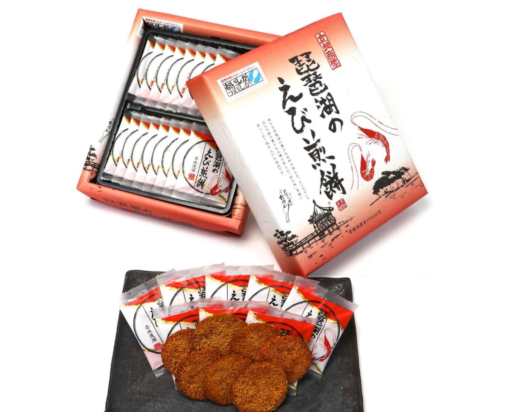 

Shiga Prefecture Limited Edition Shiga Prefecture Souvenir Lake Biwa Shrimp Rice Crackers with KUMAnetshop Original Thank You Card (16 pieces)