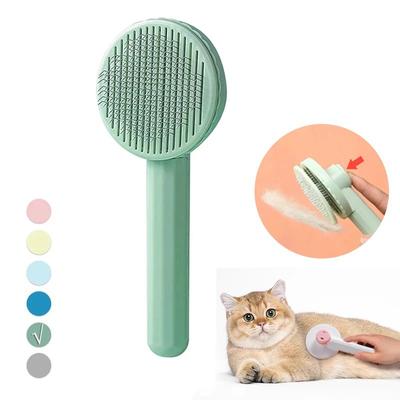 Haustierkamm Katze Ein-Klick-Haarentfernung Hund Selbstreinigender Kamm Kreismassage zum Entfernen schwebender Haarkamm