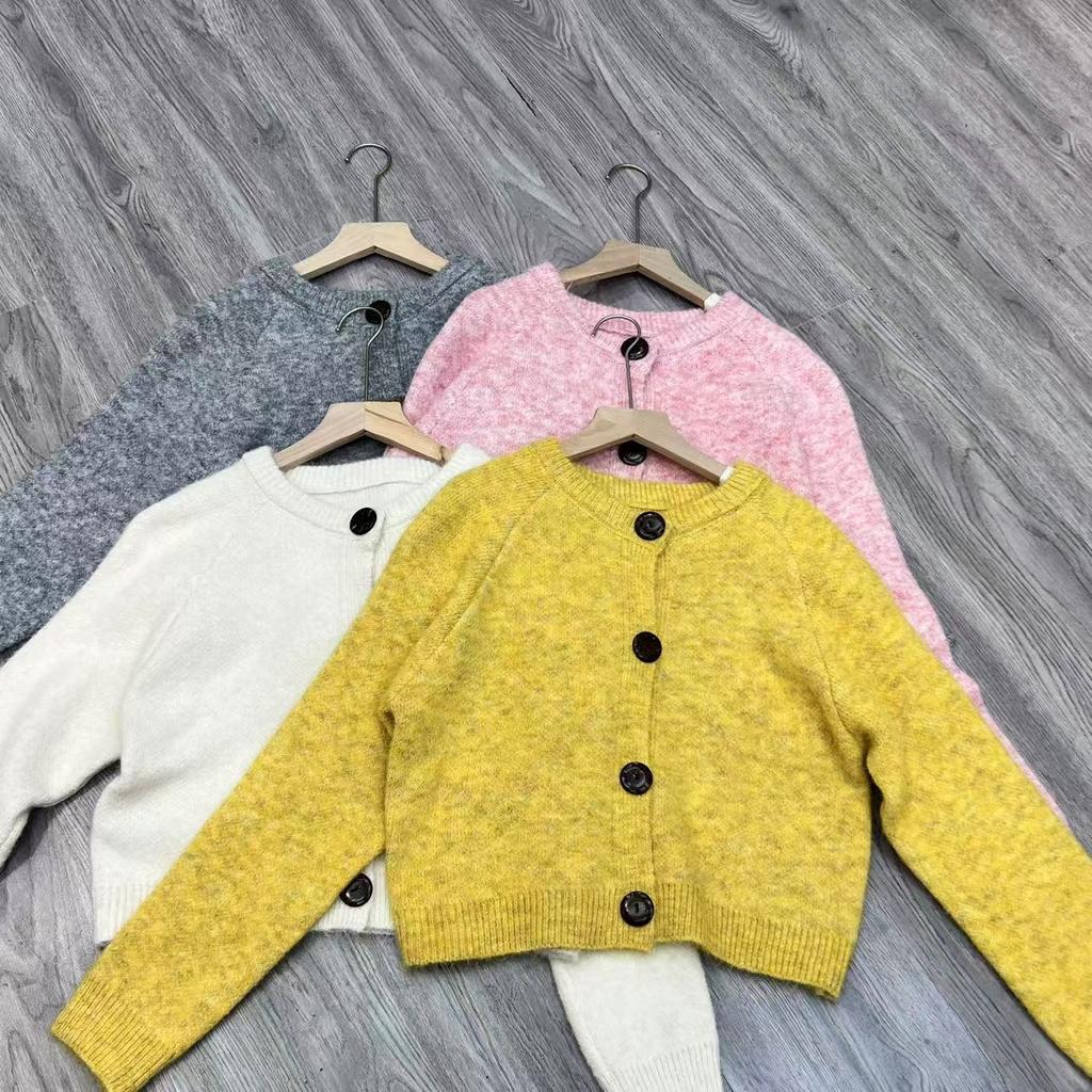 Crew Neck Short Knitted Cardigan Women's Autumn New Women's Clothing Top Design Button Sweater Jacket