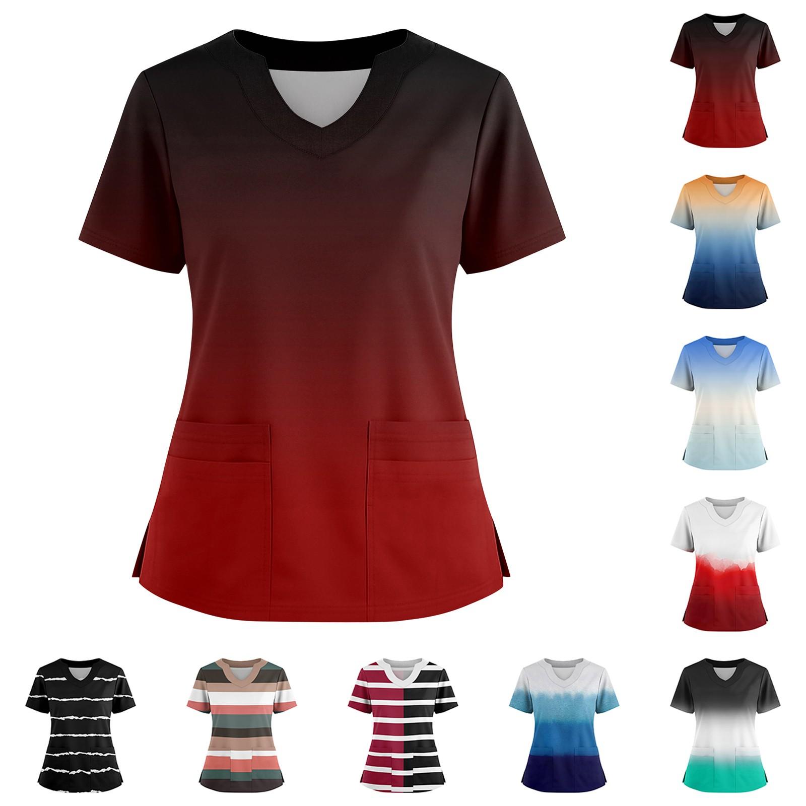 

Women s Loose Short Sleeved Fashionable Stripes And Gradients Printing V-neck Buttonable Side Slit Top T-shirt XL жовтий