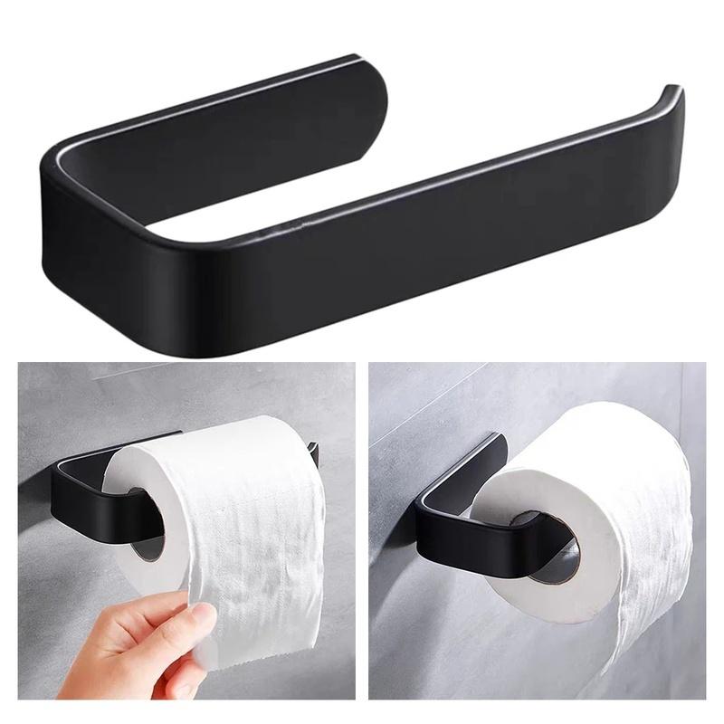 1PC Toilet Paper Holder Tissue Rack Wall Mounted Bathroom Kitchen Roll Holder Paper Tissue Rack Hook Modern Black Hanger