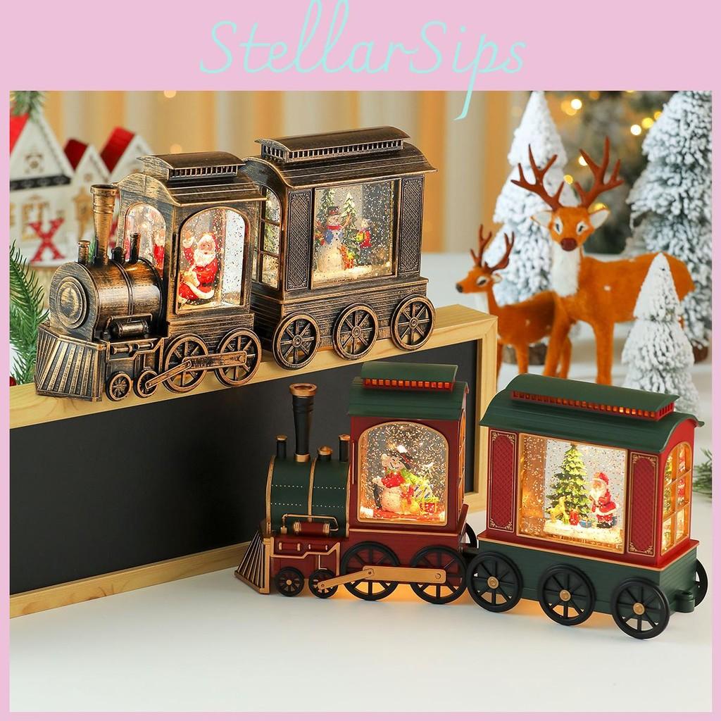 Santa Claus Christmas Train Ornament With Lights And Music Shop Window Decor