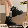 Thick-soled British Martin boots women's 2025 new autumn and winter small man height increase black lace-up short boots