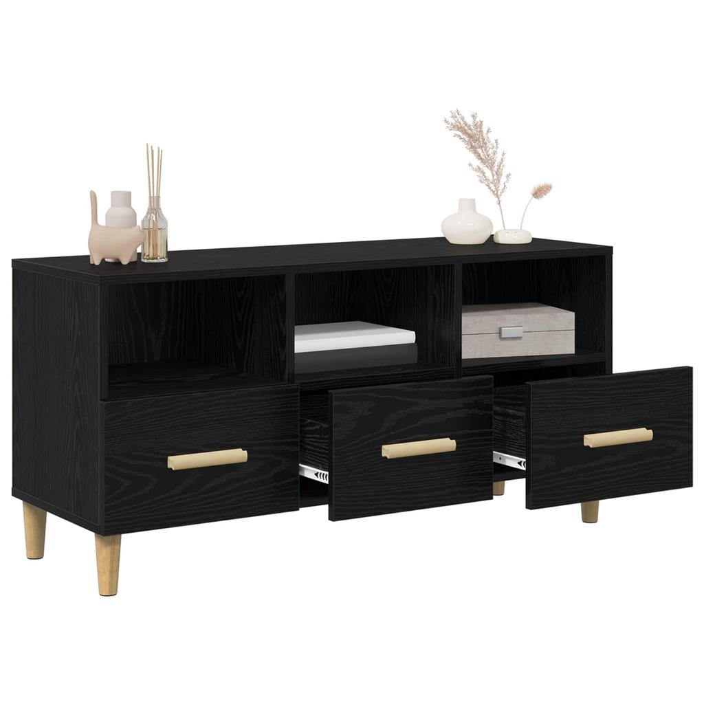 TV Cabinet Black Oak Effect 102 x 36 x 50 cm Engineered Wood