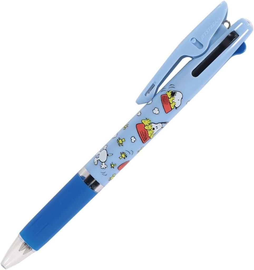 Snoopy Ballpoint 3 Jetstream Made In D Set and Name Pen, Colors, 0.5mm, Japan, (Pen Sticker)