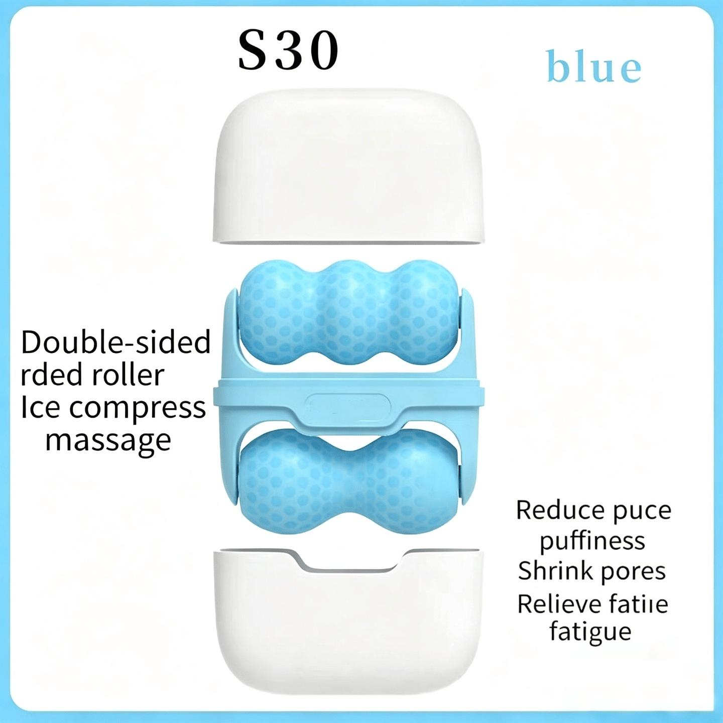 Dual-head ice roller, facial skin rejuvenation device, home-use frozen ice mask, portable lifting care for facial синий