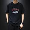 Spring and Summer T-shirt Men's Large Size Five-minute Sleeve Men's Short-sleeved Medium-sleeved Trend Motorbike Printing Tops