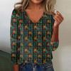 Women's Cute Sweatshirt Knitted Fashion Casual V-neck Long-sleeved  Cozy Print Top