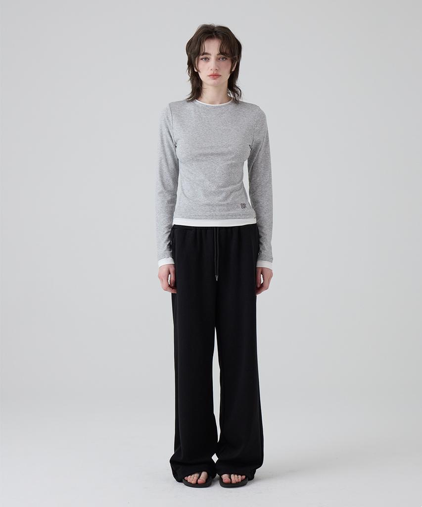 DANGLEDROP Dgdp Layered Basic Long Sleeve_Melange Grey