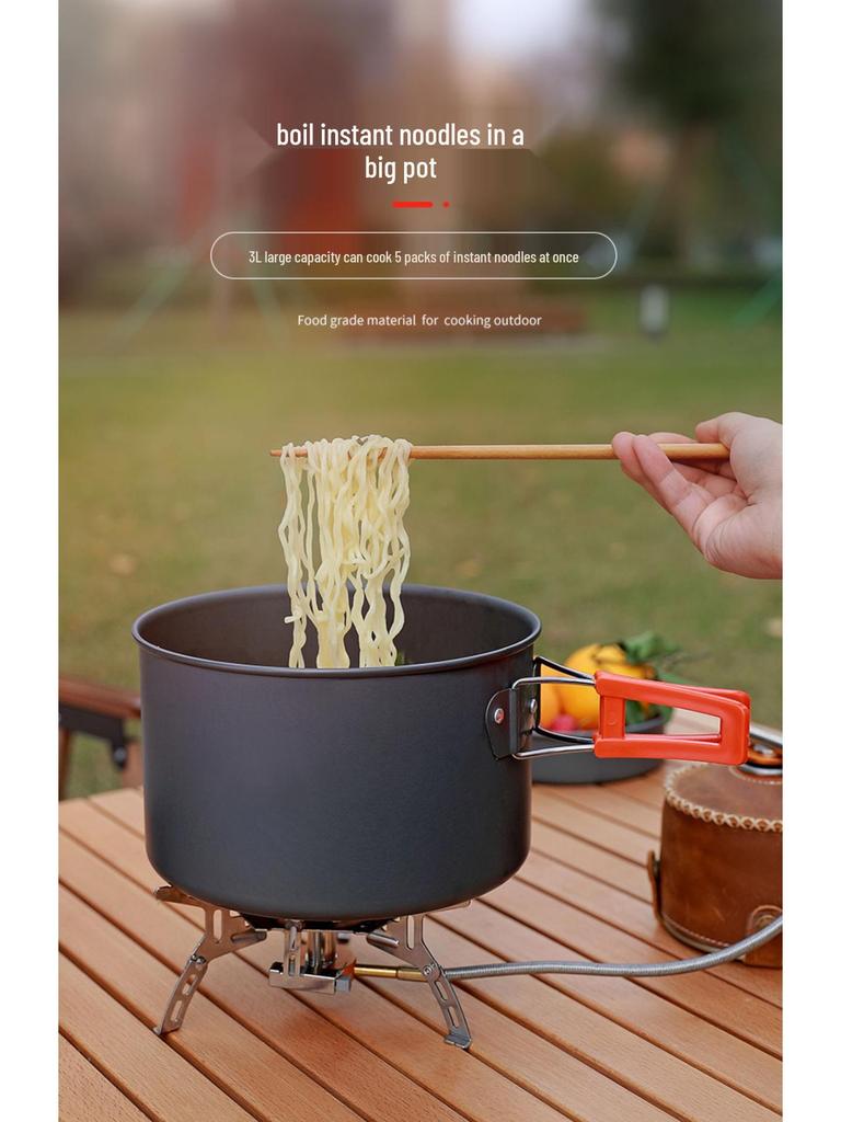 Portable Outdoor Camping Cookware Set: Folding Aluminum Alloy Pots & Kettle