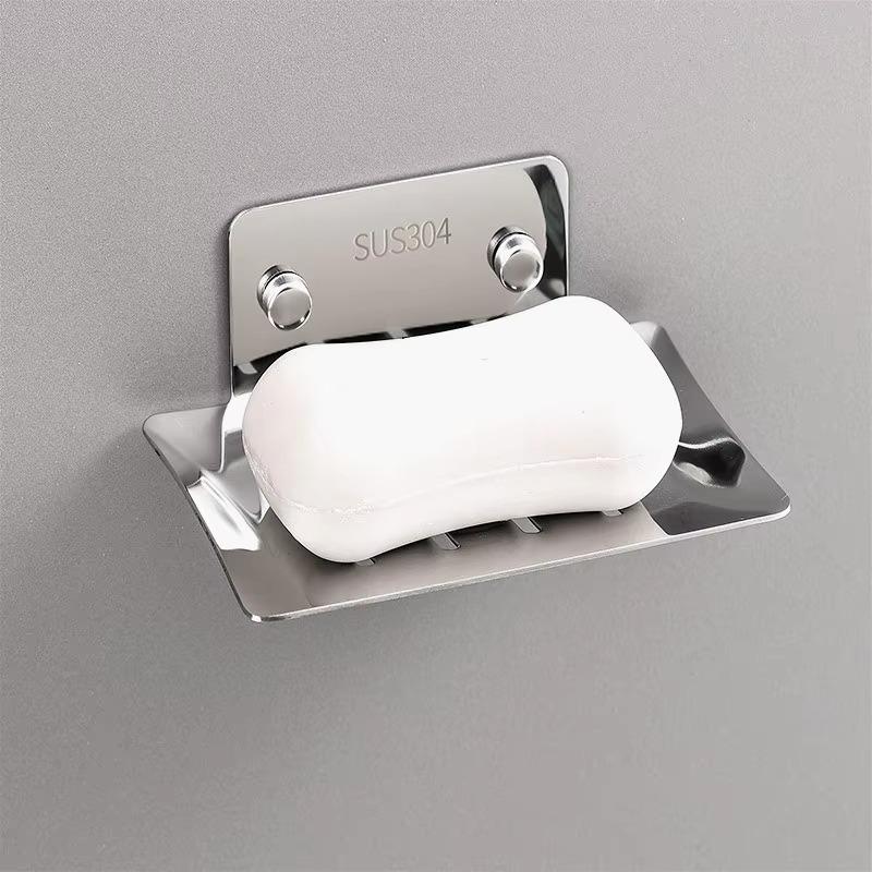 Soap Dish Tray Soap Holder Wall-mounted Non-porous Drain Soap Dish For Holding Soaps Household Bathroom Portable Soaps Dishes
