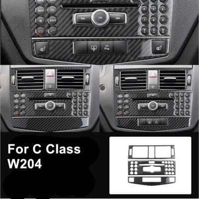 Für Benz C-Klasse W204 Zubehör, Kohlefaser-Stil, Auto-Innenraum, Mittelkonsole, Instrument, AC-Entlüftungsauslass, CD-Abdeckung, Aufkleber, Dekoration