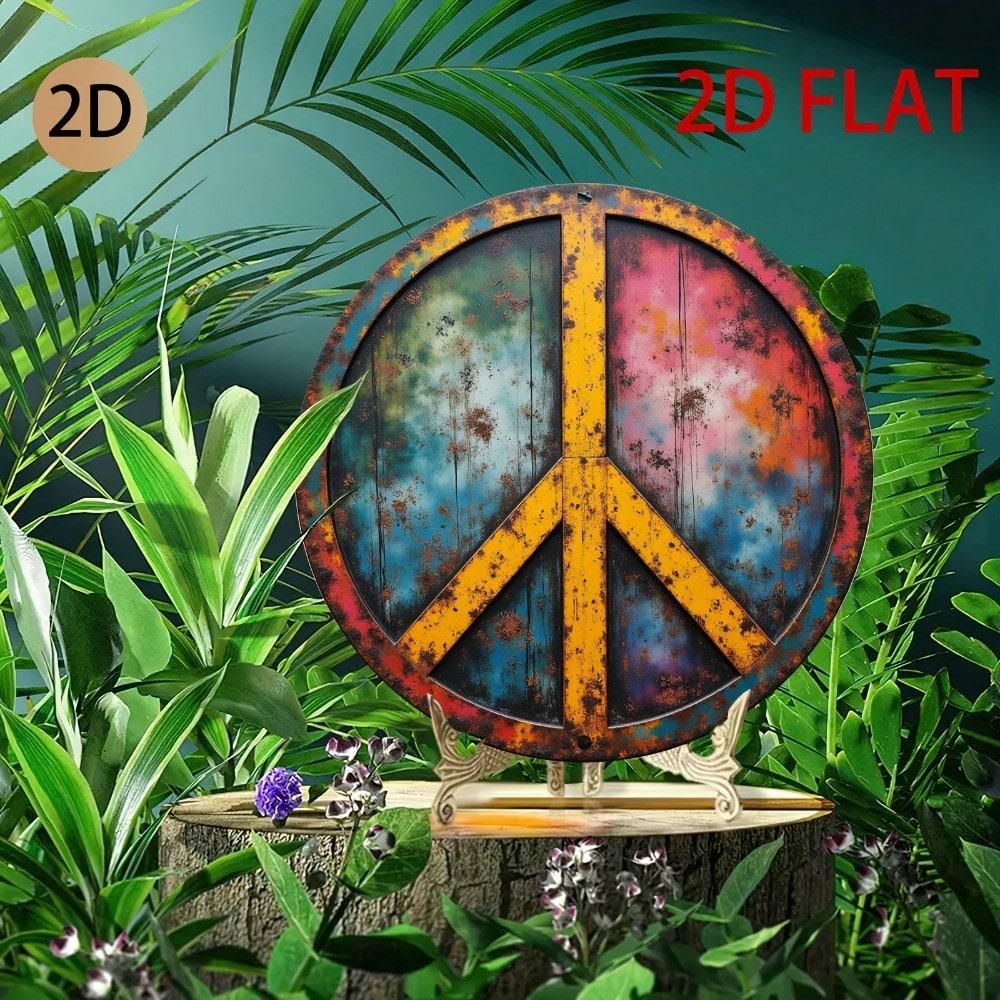 Vintage Hippie Rostiges Metallschild Retro Wandkunst für Wohnzimmer Studio Dekoration