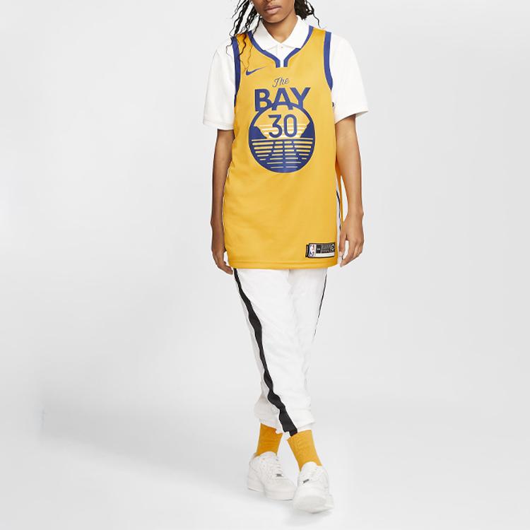 Nike NBA Swingman Jersey Golden State Warriors Stephen Curry Basketball Vest Men Tops Yellow AT9799-731