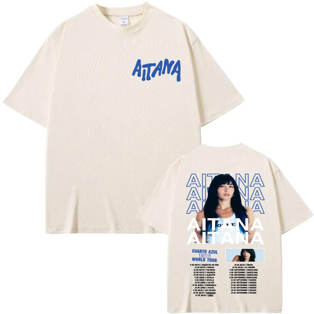 Singer Aitana Cuarto Azul World Tour TShirt UNISEX Women Summer Cotton YK Clothing Oversize Round Neck Short Sleeved Tee